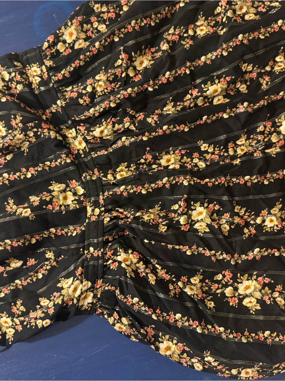 Forever 21 Black Floral Circle Skirt with Yellow & Pink Blooms